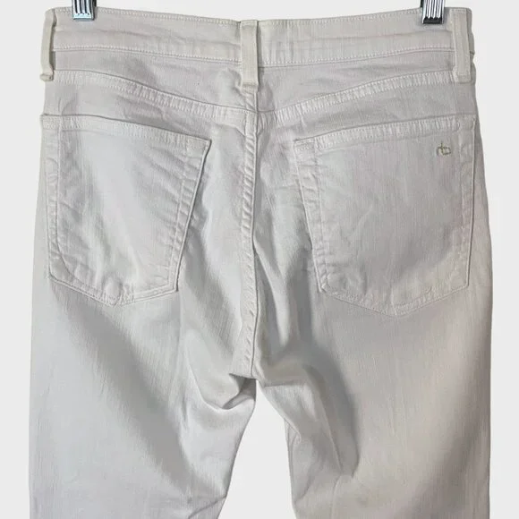 Rag + Bone The Dre High-Waisted Skinny Jeans Aged White Women's Size 27 Raw-Hem